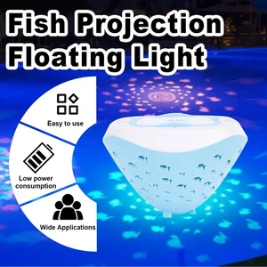 Fish Pattern Projector Pool Light Battery Underwater Rgb Led Waterproof Lights - Picture 1 of 10