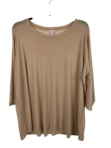 LOGO Layers by Lori Goldstein hellbraun beige weiches Netz Stretch Top 3X - Bild 1 von 12