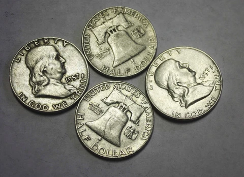 1957-d Franklin Half Dollar. Average Grade of Coin You Receive is Photographed Cover