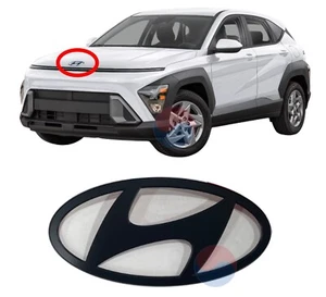 Genuine OEM Matte Black Front Emblem Badge H Logo for Hyundai KONA SX2 23~25+ - Picture 1 of 6