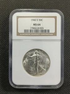 ๐ฅ 1946-S Walking Liberty SILVER Half Dollar 50c ๐ฅ NGC MS64 ๐ฅ NICE COIN! ๐ฅ - Picture 1 of 5