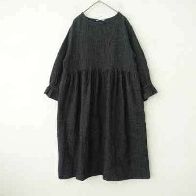 ICHI Antiquites Vestido Largo a Rayas Lana Algodón Pullover Negro x Blanco Usado - Imagen 1 de 4