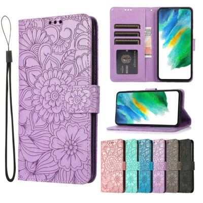 Flip Flower Wallet Phone Case For Samsung S9 S10 S20 S21 S22 S23 S24 S25 Note 20 - Image 1 of 4