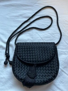 Bottega Veneta Shoulder Bag Intrecciato Satin Black WOMENS shipped from Japan!!! - Picture 1 of 6