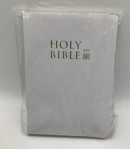 HOLY BIBLE King James Version Old & New Testaments White Leatherette Bible - Picture 1 of 5