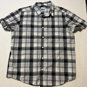 Columbia Sportswear Manga Corta Abotonada Negro Gris Blanco Cuadros Hombre’s Grande - Imagen 1 de 13