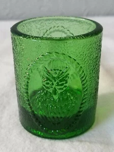 Retro Green Glass Toothpick Holder with Owl Image - Picture 1 of 8