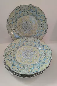 222 Quinta Lyria TEAL Set di 4 PIATTI INSALATA 8,5" Antipasto Fine Porcellana Mandela - Foto 1 di 5