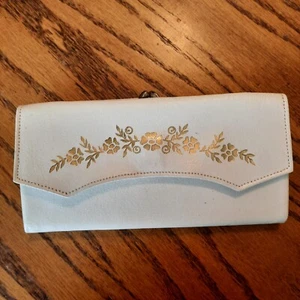 Rolfs royal crest cream genuine cowhide leather clutch kiss lock wallet vintage - Picture 1 of 8
