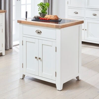 Cheshire White Small Kitchen Island with Granite Top-SLIGHT SECONDS - CW39-F330 - Image 1 of 4