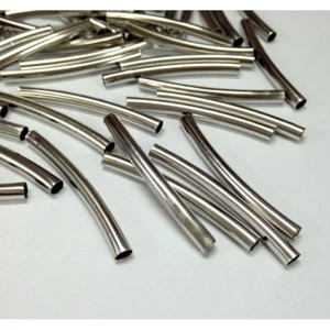 Lote De 25 Cuentas Tubería Curvas Plata Oscuro 40 x 4mm Agujero Env. 3mm Joyería - Imagen 1 de 1