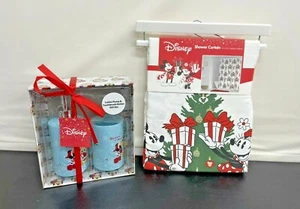 Set Disney Mickey Weihnachten Duschvorhang Zahnbürstenhalter & Seifenspender - Bild 1 von 8