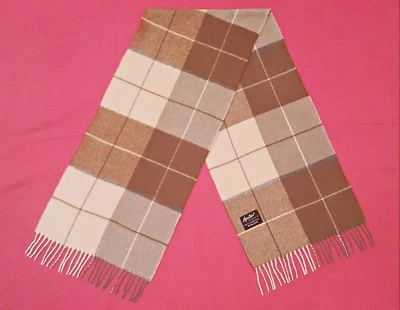 BUFANDA LARGA DE LANA DE CORDERO GRIS MARRÓN A CUADROS CAZADOR AUTÉNTICA DE COLECCIÓN PARA HOMBRE Foto 1 de 3