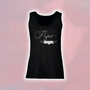 Black Y2k ‘Perfect Angel’ Slogan Vest Tank Top - Picture 1 of 1