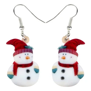 Christmas Acrylic Snowman Earrings Dangle Novelty Jewelry Charms Gifts for Women - Picture 1 of 5