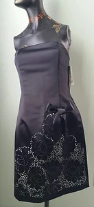 NEU Scott McClintock Satin-ähnliches trägerloses schwarzes Damenkleid 8 formeller Abschlussball Tanz - Bild 1 von 9