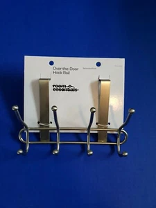 Room Essentials Over The Door Hook Rail 4 Hooks Satin Nickle Finish , NEW . - Picture 1 of 12