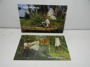 Vintage Grüße aus Sirene Wisconsin Lot von 2 amerikanischen Ureinwohnern Postkarten - P34 - Bild 1 von 4