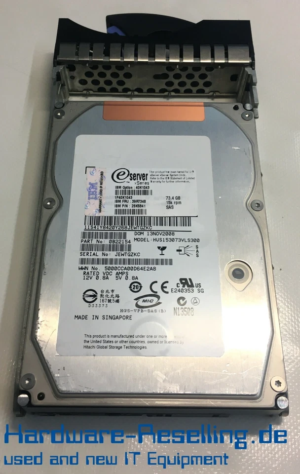 IBM 39R7348 73,4GB 15K 3,5 Pollici SAS, 26K5841, 40K1043, 0B22154 - Immagine 1 di 1