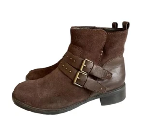 Clarks Artisan Womens Size UK 4 D Slip On Brown Suede Zip Buckle Ankle Boots - Picture 1 of 13
