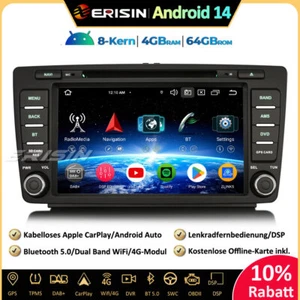 DAB+Android 14.0 Autoradio GPS 64GB Für Skoda Octavia Yeti Superb Roomster Rapid - Bild 1 von 17