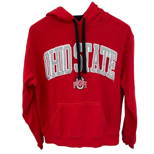 VETEMENTS Felpa con cappuccio pullover rosso OHIO State Buckeyes Varsity abbigliamento autentico taglia media