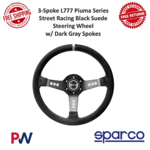 Sparco 3-Spoke L777 Piuma Street Racing Black Suede Steering Wheel 350mm - Picture 1 of 7
