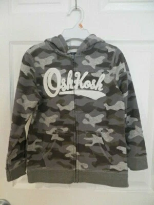 NEW OSH KOSH BOYS' FULL ZIP HOODED SWEATSHIRT JACKET CAMO 4-5, 6, 7, 8, 10-12 - Image 1 of 4