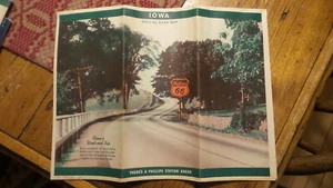 Circa 1936 PHILLIPS 66 ADVERTISING ROAD MAP of IOWA - Bild 1 von 4