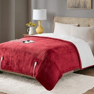 Reversible Heated Blanket W/ 20 Heat Settings Auto Shutoff Soft Sherpa Mink Cozy - Picture 1 of 14