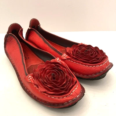 L'Artiste Spring Step Dezi Red Rose Slip On Leather Flats Loafers Women 8.5 EU39 - Image 1 of 4