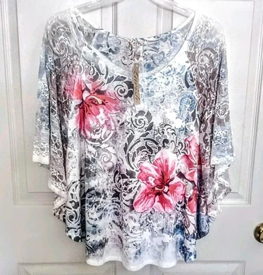 Nueva Blusa Para Mujer 3X Victoriana Floral Encaje Romántico Hada Ángel Manga Capas  Foto 1 de 4