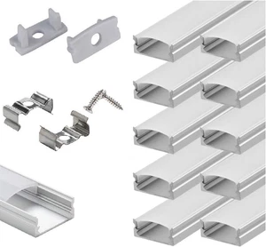 10 canales led aluminio 2 metros forma u con tapas y clips instalacion - Picture 1 of 12
