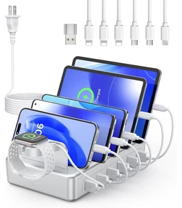 Charging Station for Multiple Devices Apple,50W 6 Port&6 Cables Charging Stat... - Picture 1 of 7
