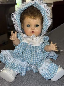 Vintage TINY TEARS w ROCK a BYE Eyes Amer Character Hard Plastic Vinyl Doll 11” - Picture 1 of 10