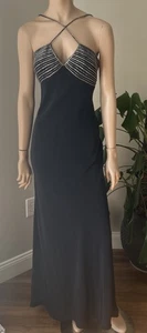 Gilar Black Beaded Maxi Cocktail Dress Size 8 Vintage 90s - Picture 1 of 9