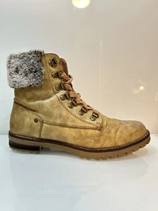 Marks & Spencer Size Uk 7 Vegan Leather Fur Trim Winter Combat Ankle Boots - Picture 1 of 14