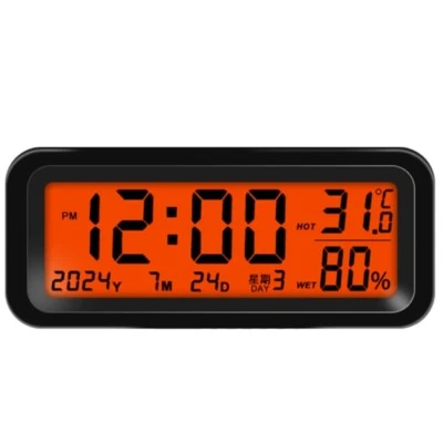 Car Clock Auto Internal Digital Watch Solar Car Clock with Temperature Humidity - Image 1 of 4