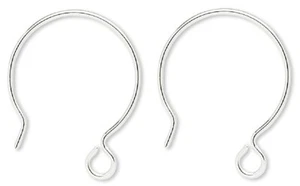 Ear Wire, 2 Pair Sterling Silver 21 Gauge 20mm French Hoops with Open Loop - Picture 1 of 4