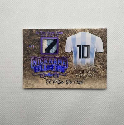 2019 Leaf ITG Used Nickname  Magenta Diego Maradona Jersey #4/6 DNA game worn - Image 1 of 3
