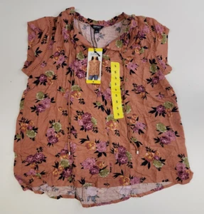BUFFALO Women's Shadow Roses Floral Shirt Size Small S Blouse Tie Front NWT - Picture 1 of 3