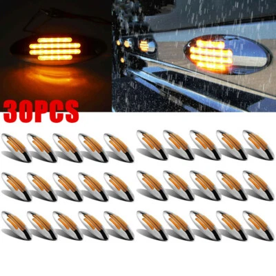 30pcs Amber Thin Side Marker Lights Clearance 24 LED Chrome for Freightliner 12V - Image 1 of 4