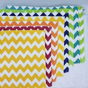 Summer Essentials Placemats Set Of 8 Chevron Stripe Colorful Rainbow - Picture 1 of 12