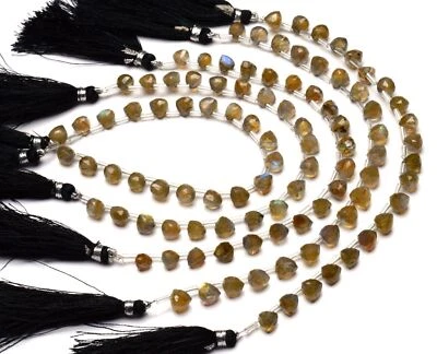 Natural Gem Blue Flash Fire Labradorite Faceted 7MM Trillion Shape Beads 8" - Image 1 of 4