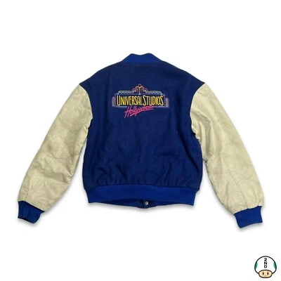 Vintage 90s Universal Studios Jacket Mens Medium Blue Letterman USA Varsity - Image 1 of 4