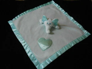 Baby Boom Blue Elephant Heart Lovey Satin Baby Security Blanket  babyboom boy - Picture 1 of 5