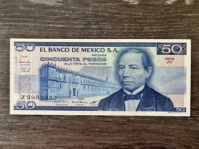 Billete Mundial México 50 PESOS AZTEC 1981 Templo del Dios Foto 1 de 2