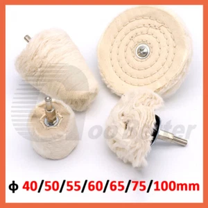φ40-100mm Buffing Polishing Cloth Cotton Mop Wheel Pad For Power Drill Shank 6mm - Picture 1 of 10