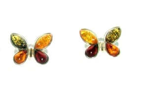 Pendientes De Mariposa De Ámbar Sintético De Plata 925 Para Mujeres - Imagen 1 de 5