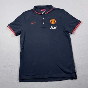 Manchester United Nike Polo Shirt Men Large Black Embroidered Crest Soccer - Picture 1 of 9